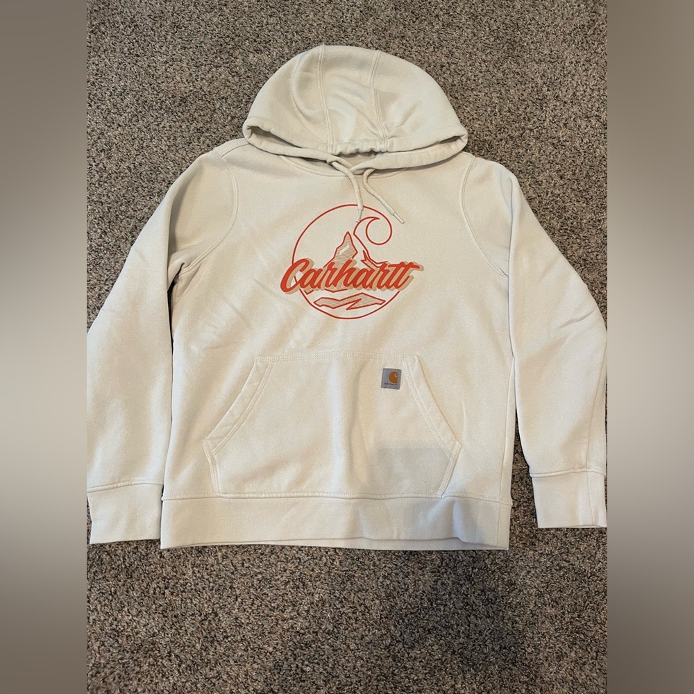 Carhartt hoodie, cream colored size s